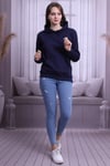 Lacivert Sırtı Baskılı Kapüşonlu Sweatshirt