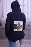 Lacivert Sırtı Baskılı Kapüşonlu Sweatshirt
