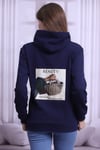 Lacivert Sırtı Baskılı Kapüşonlu Sweatshirt