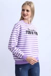 Lila Çizgi Detay Nakışlı Kadın Sweat