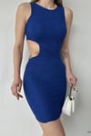 Saks Mavisi Bodycone Cut-out Mini Boy Simli Fukuro Kumaş Elbise
