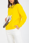Sarı Bisiklet Yaka Kadın Sweatshirt