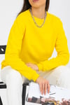 Sarı Bisiklet Yaka Kadın Sweatshirt