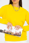 Sarı Bisiklet Yaka Kadın Sweatshirt