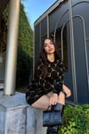 Siyah Bisiklet Yaka Uzun Kol Triko Mini Boy Elbise