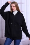 Siyah Oversize Fermuarlı Hırka