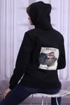 Siyah Sırtı Baskılı Kapüşonlu Sweatshirt