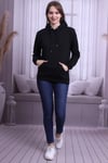 Siyah Sırtı Baskılı Kapüşonlu Sweatshirt