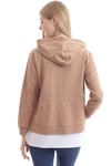 Taba Rengi Yazılı Ve Kapüşonlu Sweatshirt