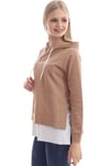Taba Rengi Yazılı Ve Kapüşonlu Sweatshirt