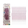 Dalgalı Pasta Mumu Metalik Pembe -16cm