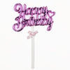 Fuşya Gold Happy Birthday Krom Renkli Çubuklu Pasta Süsü