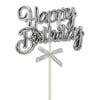 Gümüş Happy Birthday Krom Renkli Çubuklu Pasta Süsü