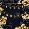 Karton Yazı Varak Baskılı İyi ki Doğdun Siyah Üzeri Gold