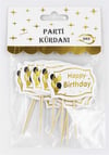 Kürdan Happy Birthday Varak Baskılı Beyaz Zemin 10'Lu