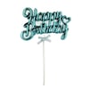 Mavi Happy Birthday Krom Renkli Çubuklu Pasta Süsü