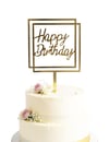 Pleksi Pasta Süsü Happy Birthday Gold