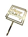 Pleksi Pasta Süsü Happy Birthday Gold