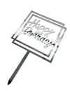 Pleksi Pasta Süsü Happy Birthday Gümüş