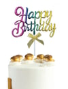Renkli Happy Birthday Krom Renkli Çubuklu Pasta Süsü