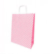 Roll Up Karton Çanta 18x24cm Pembe Beyaz Puantiyeli18x24 Karton Çantalar