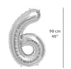 Folyo Rakam 6 Gümüş Balon 90cm ( 40 inç )40