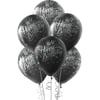 Baskılı Latex BalonlarHappy Birthday Gümüş Baskılı Siyah Lateks Balon 10'lu PaketBALONEVİ