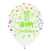 Baskılı Latex BalonlarHappy Birthday Renkli Baskılı Beyaz Lateks Balon 10'lu PaketBALONEVİ