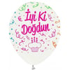 Baskılı Latex BalonlarHappy Birthday Renkli Baskılı Şeffaf Lateks Balon 10'lu PaketBALONEVİ