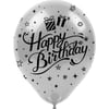Baskılı Latex BalonlarHappy Birthday Siyah Baskılı Gümüş Lateks Balon 100'lü PaketBALONEVİ
