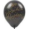 Baskılı Latex Balonlarİyi ki Doğdun Gold Baskılı Siyah Lateks Balon 100'lü PaketBALONEVİ