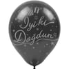 Baskılı Latex Balonlarİyi ki Doğdun Gümüş Baskılı Siyah Lateks Balon 100'lü PaketBALONEVİ