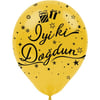 Baskılı Latex Balonlarİyi ki Doğdun Siyah Baskılı Gold Lateks Balon 10'lu PaketBALONEVİ