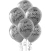 Baskılı Latex Balonlarİyi ki Doğdun Siyah Baskılı Gümüş Lateks Balon 10'lu PaketBALONEVİ