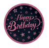 Desenli TabaklarPınk Stars Happy Brithday Karton Tabak 23 cm 8 AdetBalonevi
