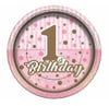 Desenli TabaklarPırıltılı Fırsh Bırthday 1 Yaş Kız Karton Tabak 23 cm 8 AdetBalonevi