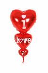 I love you Dikey 3 lü Kalp Folyo Balon 90cmFolyo Balon Kalp Çeşitleri