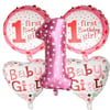 1 Baby Girl Pembe Folyo Balon Set 5 ParçaFolyo Balon Setler