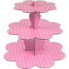 Pembe Renk Beyaz Benekli Cupcake Kek Standı Karton 3 katlı 