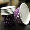 Muffin Kek KapsülleriKağıt Muffin Kek Kapsülü Mor Beyaz Puantiyeli 50' liRoll Up