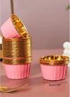Muffin Kek KapsülleriKağıt Muffin Kek ve Sufle Kapsülü Pembe İçi Metalik Gold 25'liRoll Up