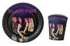 TabaklarBlack Pink Temalı Kullan At Tabak Bardak Set 8 AdetYerli Üretim
