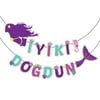 Banner SüslerDeniz Kızı Temalı İyi Ki Doğdun 3D Banner Kağıt SüsYerli Üretim