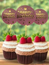 Kürdan ÇeşitleriHappy Birthday Pembe Gold Yaldızlı Parti Cupcake Kürdan 20 AdetYerli Üretim