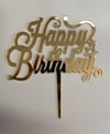 Pleksi Harf Rakam ve YazılarPasta Üstü Pleksi Happy Birthday Yazı GoldYerli Üretim