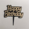 Pleksi Harf Rakam ve YazılarPasta Üstü Pleksi Happy Birthday Siyah Üstü Gold YazısıYerli Üretim