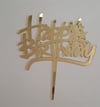 Pleksi Harf Rakam ve YazılarPasta Üstüne Pleksi El Yazısı Yıldız Şekilli Happy Birthday Gold YazıYerli Üretim