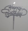 Pleksi Harf Rakam ve YazılarPasta Üstüne Pleksi Happy Birthday El Yazısı Gümüş YazıYerli Üretim