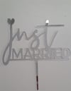 Pleksi Harf Rakam ve YazılarPasta Üstüne Pleksi Just Married Gümüş yazısıYerli Üretim