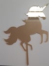Pleksi Harf Rakam ve YazılarPasta Üstüne Pleksi Unicorn At Şekli Gold Yerli Üretim